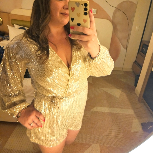 Rose Gold Sequin Romper - Picture 1 of 2